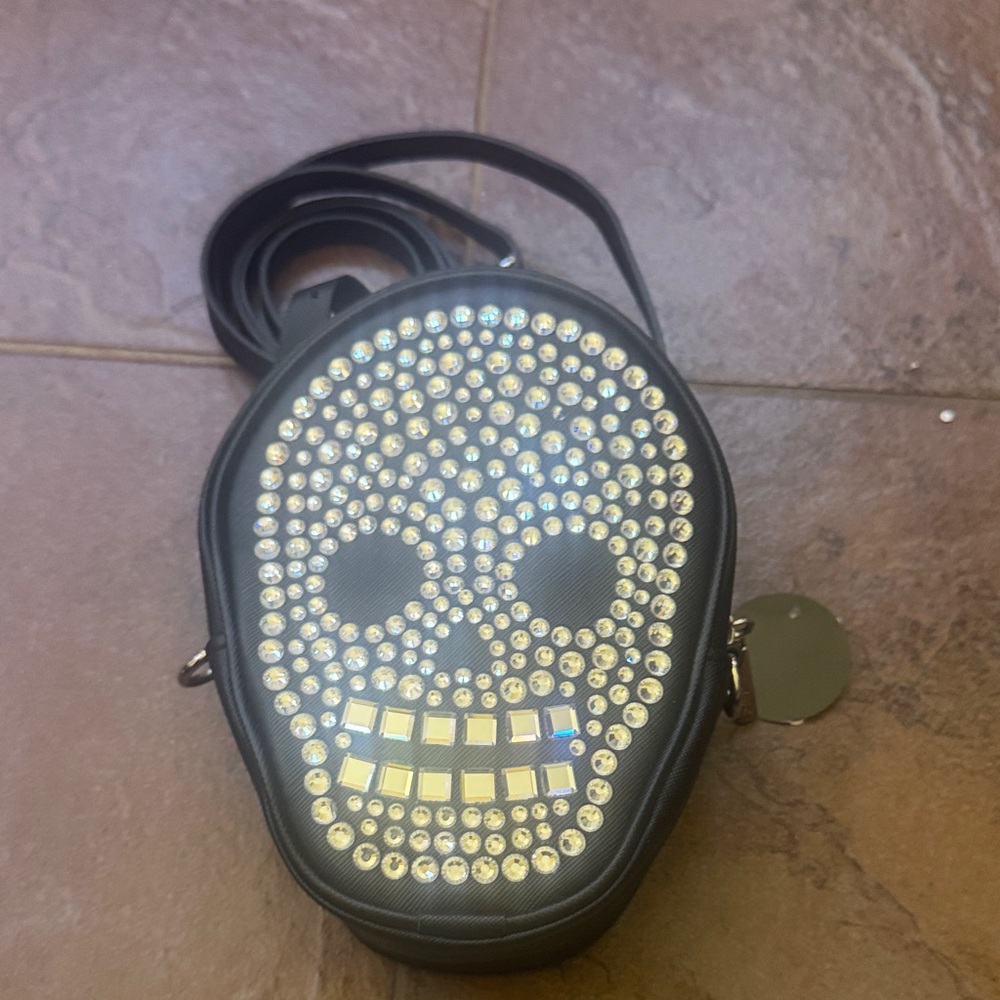 Glam Rock Black Skull Crossbody Bag